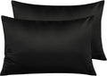 Ntbay Zippered Satin Pillow Cases for Hair and Skin, Luxury Queen Hidden Zipper Pillowcases Set of 2, 20x30 Inches, Black 30 Inches Black