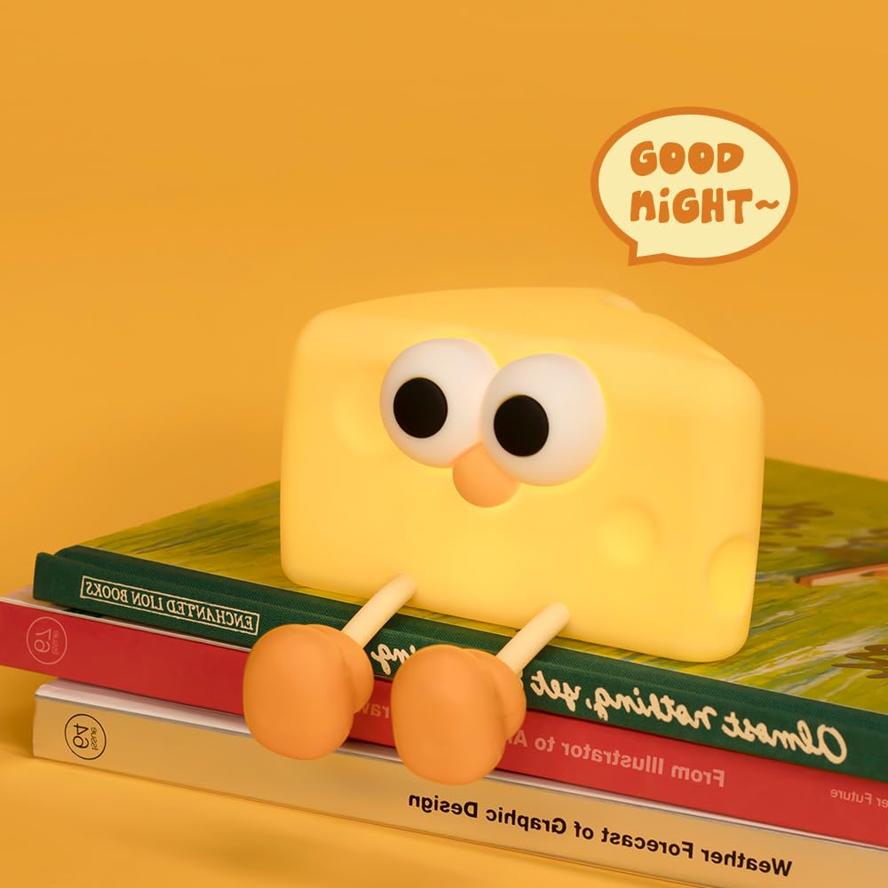 Led Cute Cheese Night Light, Dimmable Nursery Kawaii Lamps, Super Squishy Silicone USB Rechargeable Touch Control Night Lamp for Kids…