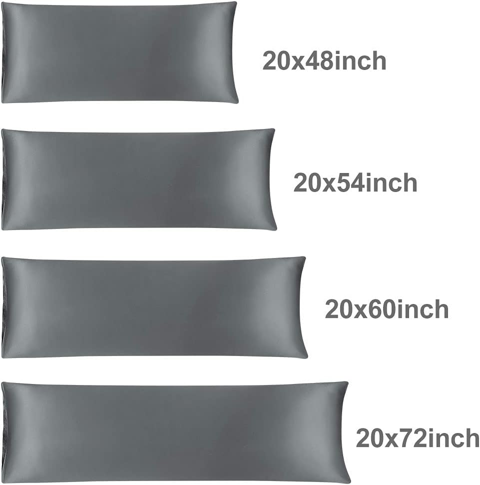 uxcell Body Pillow Cover 20x48 Inch Grey Silky Satin Body Pillowcases for Hair and Skin Luxury Cooling Soft Smooth Washable