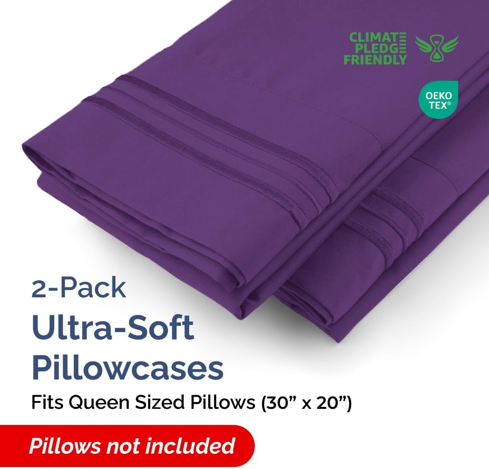 Queen Pillow Cases Set of 2 - Ultra Soft Hotel Quality Pillowcase Covers - Comfy, Cozy & Wrinkle Free - Shrinkage, Stain and Fade…