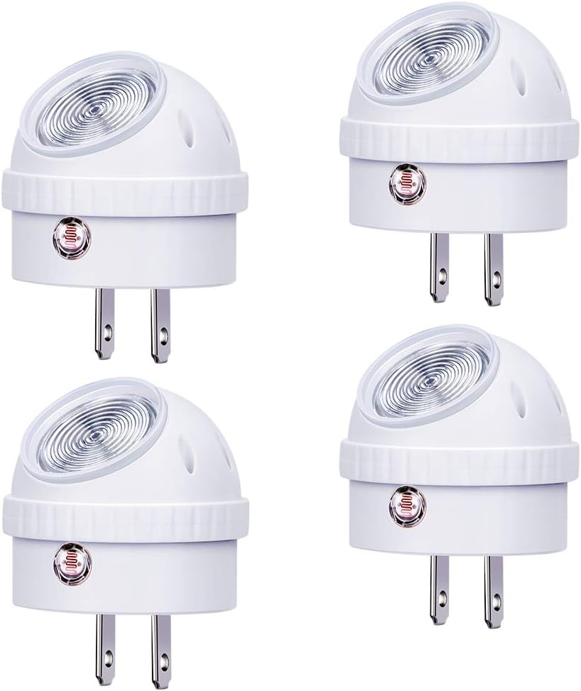 Emotionlite Plug-in Night Lights, Neutral White LED Nightlight, 360° Rotation, Dusk to Dawn Sensor, Kids, Adult, Bedroom, Hallway…