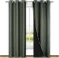 Nicetown Dark Mallard Blackout Curtains 84 inches Long, Full Light Blocking Drapes with Black Liner for Nursery, Thermal Insulated Draperie…