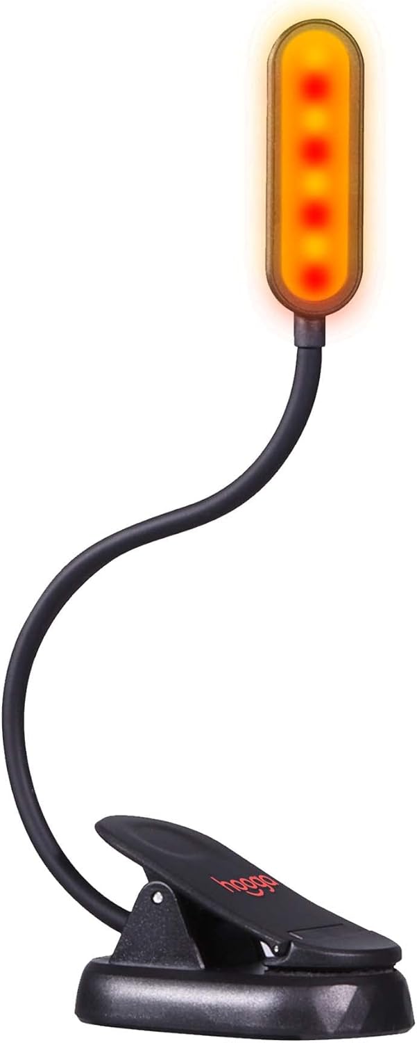 hooga Amber Book Light – Blue Light Blocking Reading Light for Bed, Stepless Dimming, Rechargeable Clip-On Night Light, 1600K Amber &…