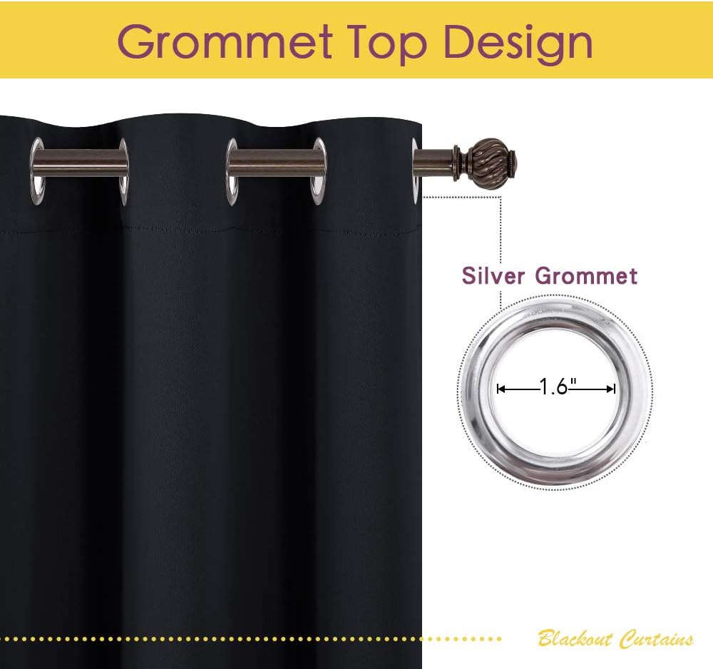 NICETOWN Blackout Draperies Window Curtain Panels, Autumn/Winter Thermal Insulated Solid Grommet Blackout Curtains/Drapes for Cafe (Set…