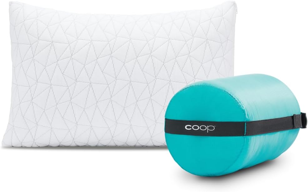 Coop Home Goods Original Travel and Camping Adjustable Pillow, Small Camping Pillow with Compressible Stuff Sack, Medium-Firm Memory Foam…