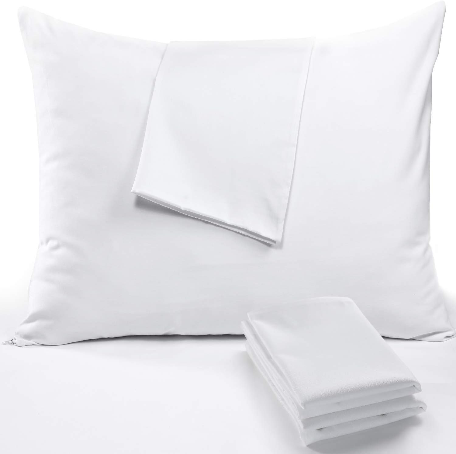 NiagaraSleepSolution Niagara 4 Pack Pillow Protectors Standard 20x26 Inches Ultra Fresh Treated 100% Cotton Non Crinkle Quiet…