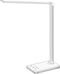 WhiteCrown White crown LED Desk Lamp Dimmable Table Lamp Reading Lamp with USB Charging Port, 5 Lighting Modes, Sensitive Control, 30/60 Mi…