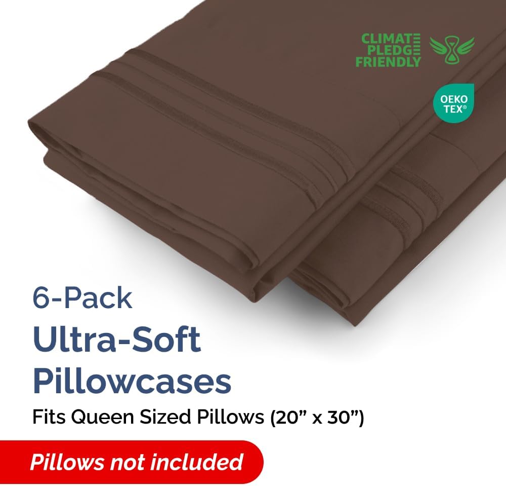 CGKUnlimited Queen Pillow Cases Set of 6 - Ultra Soft Hotel Quality Pillowcase Covers - Comfy & Wrinkle Free - Shrink, Stain and Fade Resis…