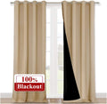 Nicetown Thermal Insulated 100% Blackout Curtains, Biscotti Beige, 1 Pair, 52 inches x 120 inches, Sound Proof Drapes with Black Backing, F…