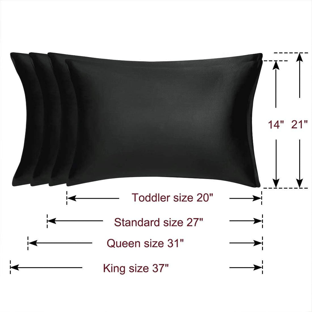 uxcell King Satin Pillowcase with Zipper, Super Soft and Luxury, Silky Pillow Cases Covers Set of 2, 21"x37", Black