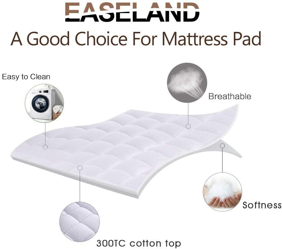 EASELAND Twin Size Mattress Pad Pillow Top Mattress Cover Quilted Fitted Cooling Protector Single Cotton Top 8-21" Deep Pocket (39x75…