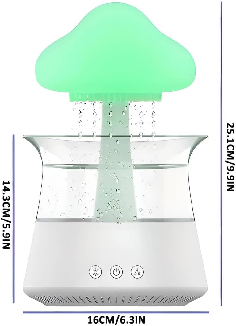 Colorlife Rain Cloud Mushroom Humidifier Lamp – Soothing Waterfall Night Light with Rain Sounds, & Relaxation Desk Lamp, Ideal Gi…