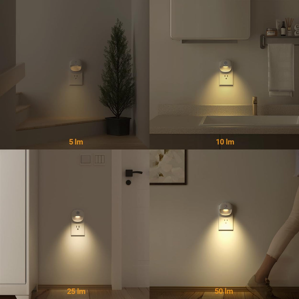 Lyridz Plug in Night Light with Motion Sensor and Dusk to Dawn Sensor, Dimmable Warm Nightlight with 1-50lm Adjustable Brightness Indoor…
