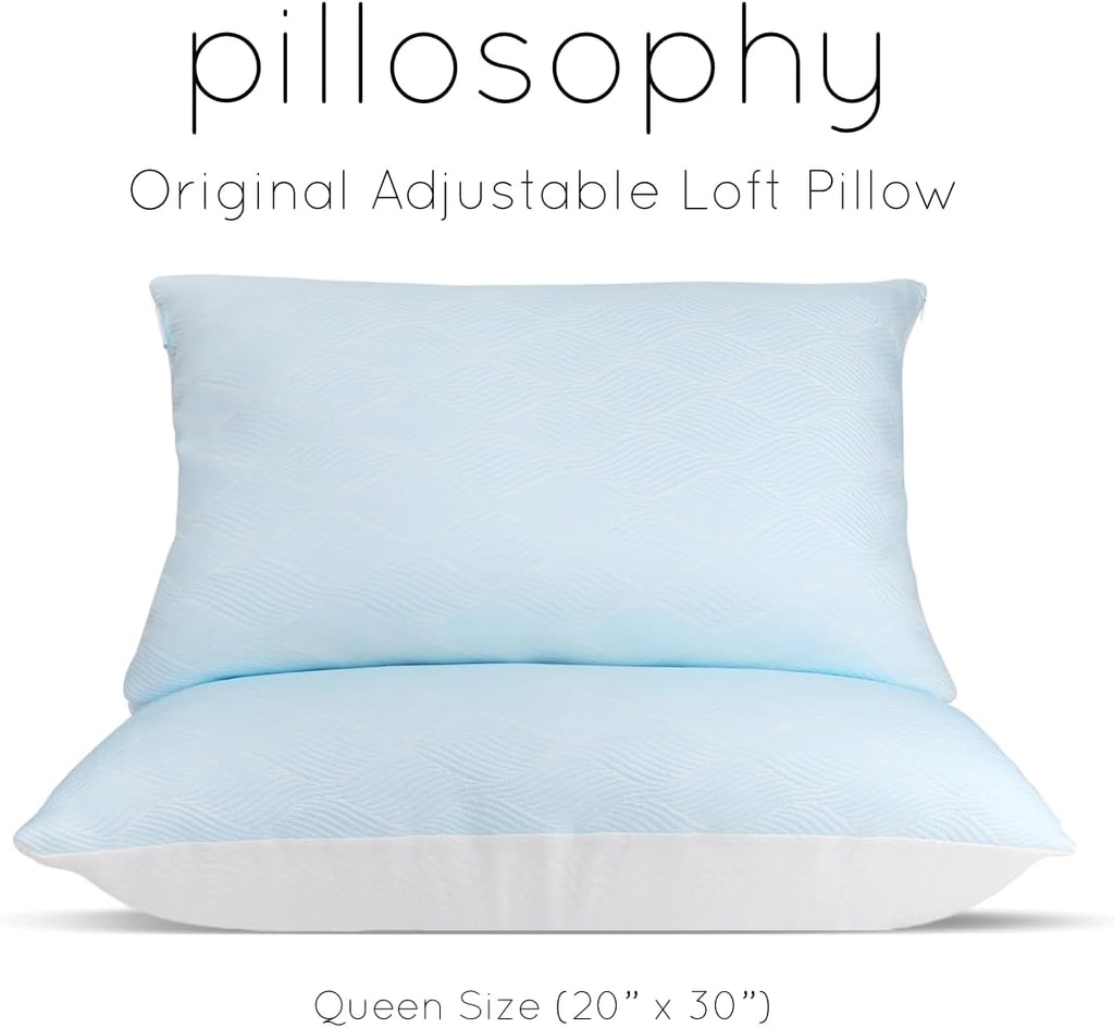 pillosophythetheoryofsleep pillosophy Original Adjustable Loft Pillow • Gel-Infused Shredded Memory Foam Fill • Dual-Sided Washable Cooling…