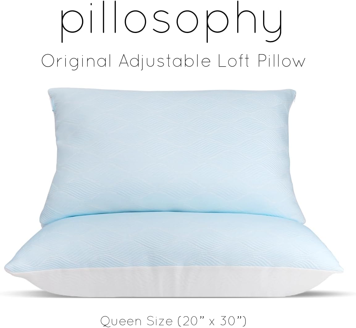 pillosophythetheoryofsleep pillosophy Original Adjustable Loft Pillow • Gel-Infused Shredded Memory Foam Fill • Dual-Sided Washable Cooling…