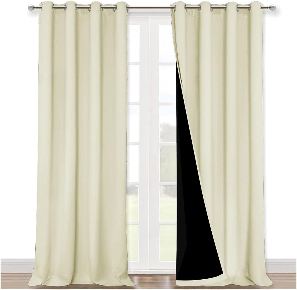 Nicetown Full Shading Curtains 90 inches Long 2 Panels Set for Windows, Super Heavy-Duty Black Lined Blackout Curtains for Bedroom, Privacy…