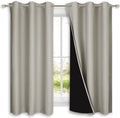 Nicetown Natural 100% Blackout Lined Curtains, 2 Thick Layers Completely Blackout Window Treatment Panels Thermal Insulated Drapes for Kitc…