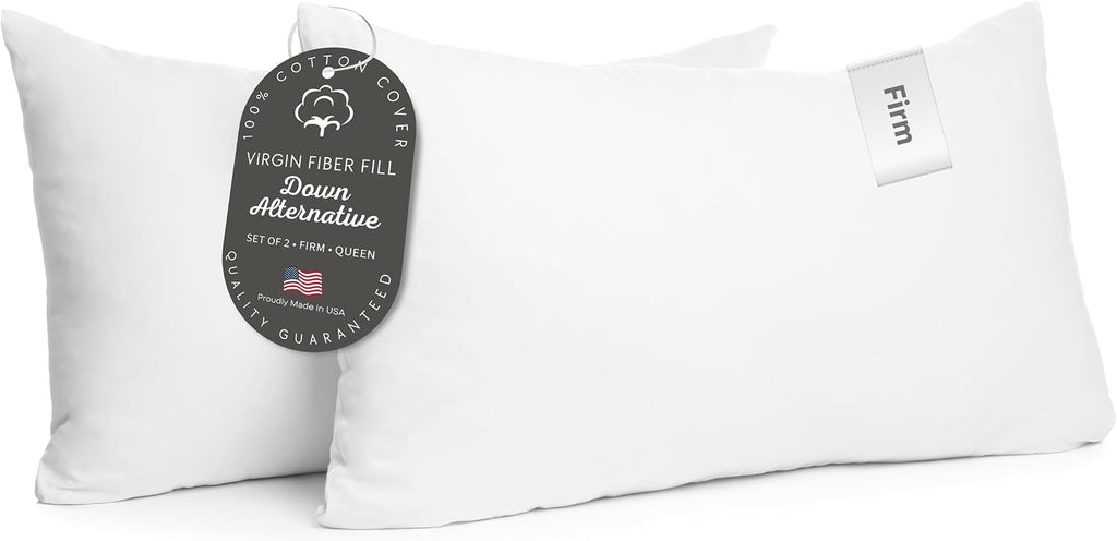 Digital Decor 100% Cotton Luxury Hotel Pillows Queen Size Set of 2, Cooling Hypoallergenic Down Alternative Bed Pillows for Sleeping…