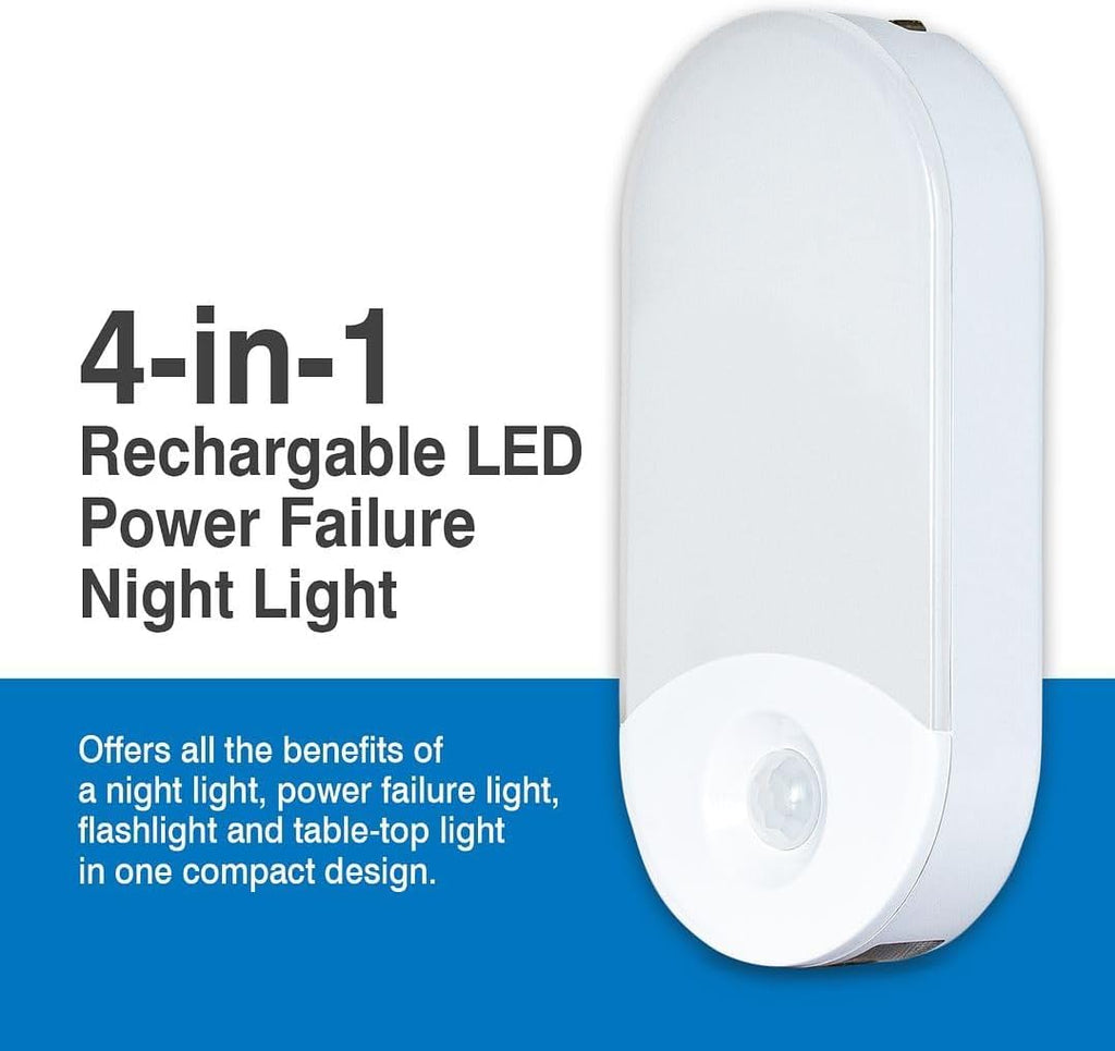 Camelion 3-Pack 4-in-1 Plug-in Power Failure Night Light, Motion and Light Sensor, Rechargeable Emergency Flashlight, Power Outage Light…