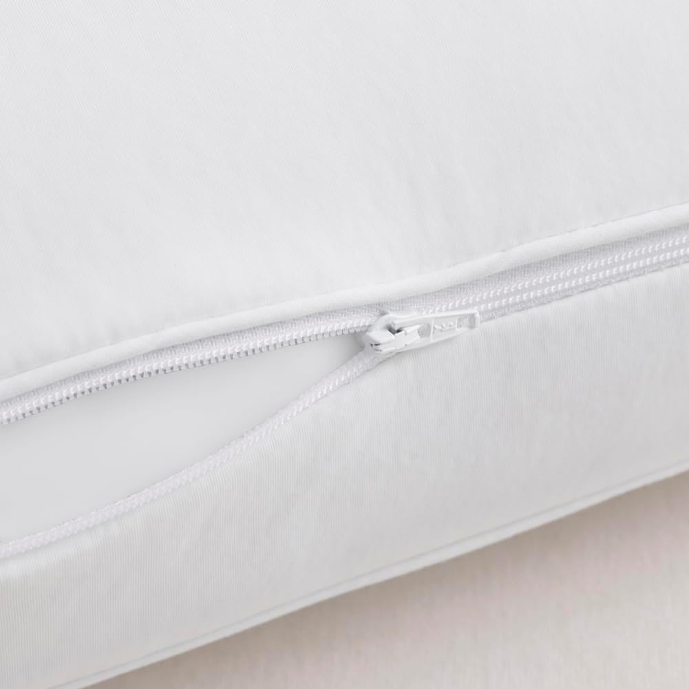 STONECREST Cooling Gusseted Pillow Protector for Memory Foam Pillow- 1 PC, Zipper Premium Gusset Pillow Encasement Covers(White2, Queen)