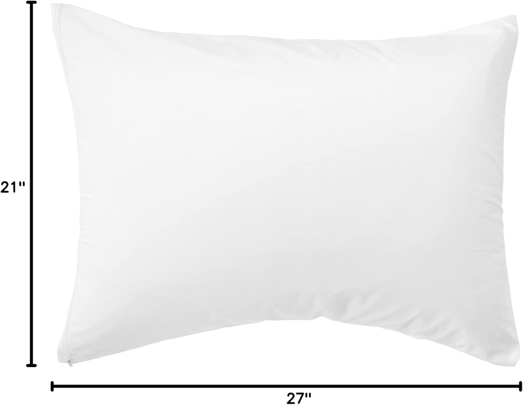 NationalAllergy National Allergy 100% Cotton Zippered Pillow Protector - Standard Size - White - 2 Pack - 300 Thread Count - Hypoallergenic…