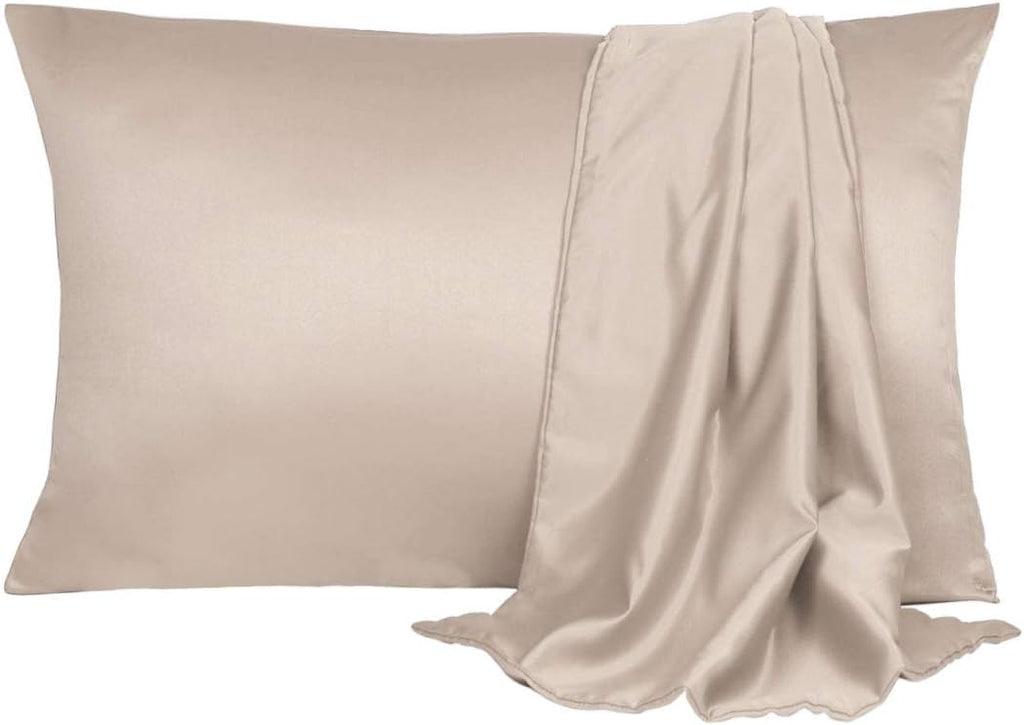 uxcell 2 Pack Silk Satin Pillowcase for Hair and Skin, Cool, Silky, Soft Breathable Pillow Cases Standard Size 20x26 Inch Sateen Pillowcase…