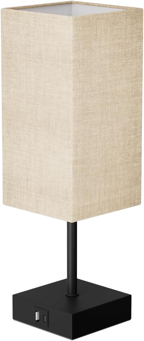 Bedside Lamps, Table Lamp with USB C+A Charging Ports, 3 Way Dimmable Touch Control, Small Nightstand Lamps for Bedroom, Home Decor…