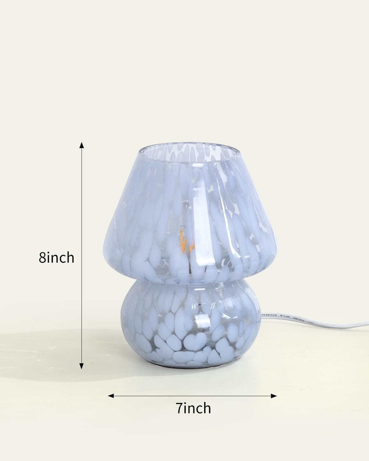ONEWISH Mushroom Lamp Small Bedside Table Lamp-Nightstand Nightlight Dimmable Stepless, Translucent Glass Desk Lamp for Bedroom Dorm…