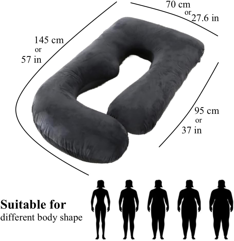 ALLOPERA Pregnancy Pillow, Full Body 57 Inch Maternity Pillow with Removable Washable Cover - Sleep Support for Legs, Back, Neck…