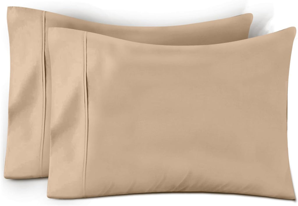 TEXAS LINEN CO. 100% Egyptian Cotton Pillow Cases Set of 2, Texan Talkin' Collection 600 Series King Pillowcase for Sleeping (Taupe)…
