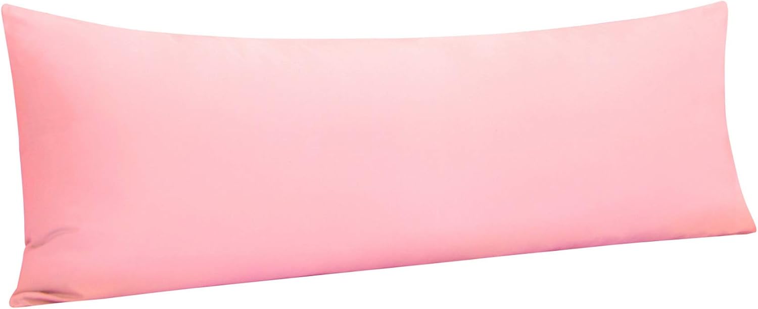Ntbay Body Pillowcase - Brushed Microfiber 20x54 Pillowcase - Soft, Wrinkle-Free, Fade-Resistant, Stain-Resistant, Pink Body Pillow Cover w…