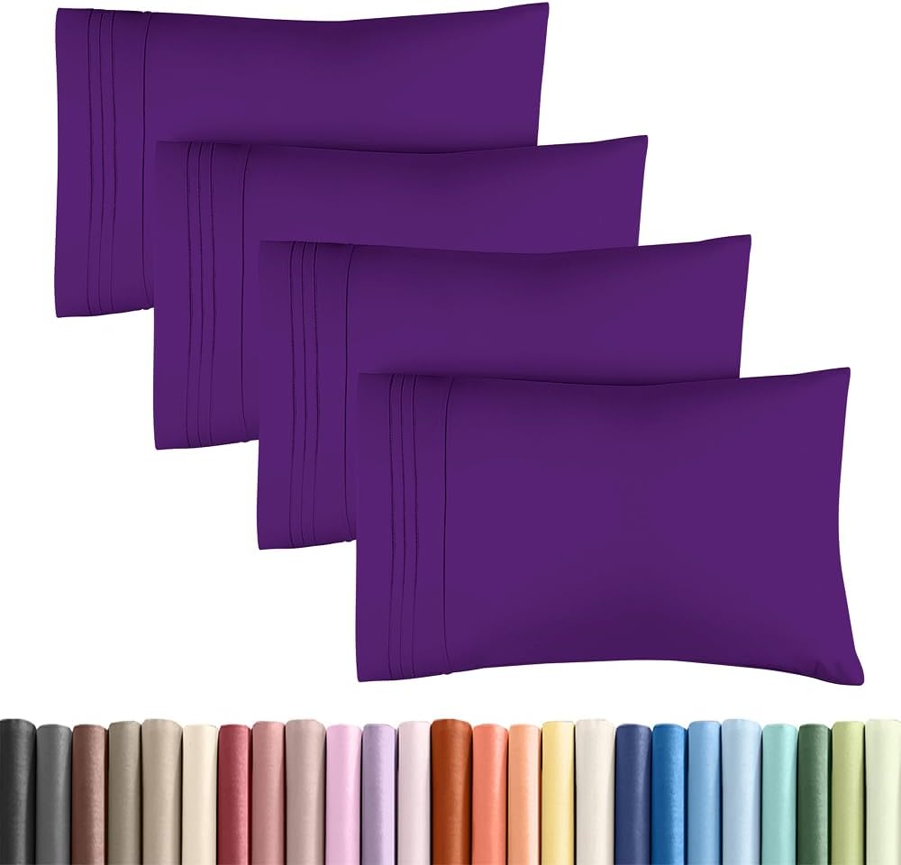 King Standard Pillow Cases Set of 4 - Soft Hotel Quality Pillowcase Covers - Comfy Bedding for Women, Men, Kids & Teens - Machine…