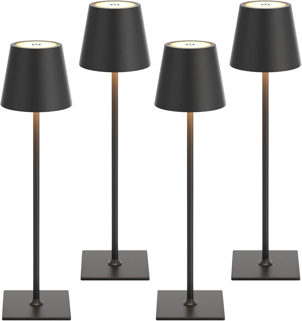 Kakanuo Cordless Rechargeable Table Lamp Black 5000mAh Battery Operated Lamps, 3 Colors Stepless Dimming Touch Lamp for Dining, Living…
