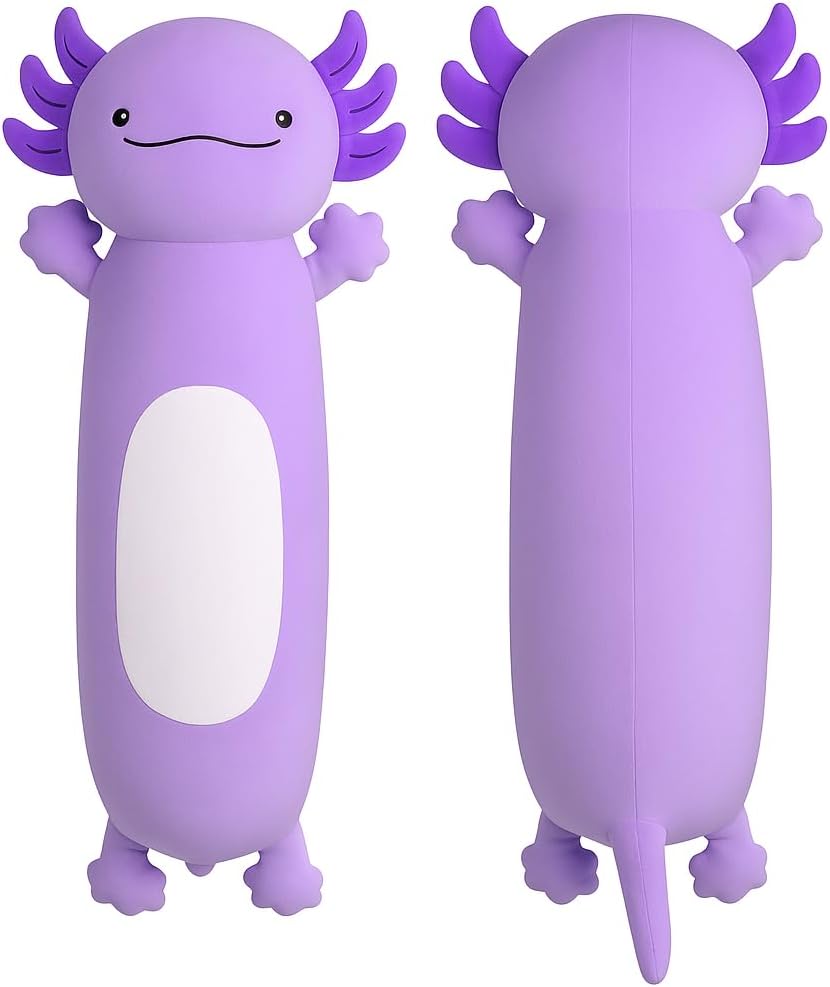 Dalmao 36 inch Cute Giant Purple Axolotl Plush Soft Body Pillow, Large Squishy Plushies Axolotl Stuffed Animals Toy, Gifts for Kids Boys…