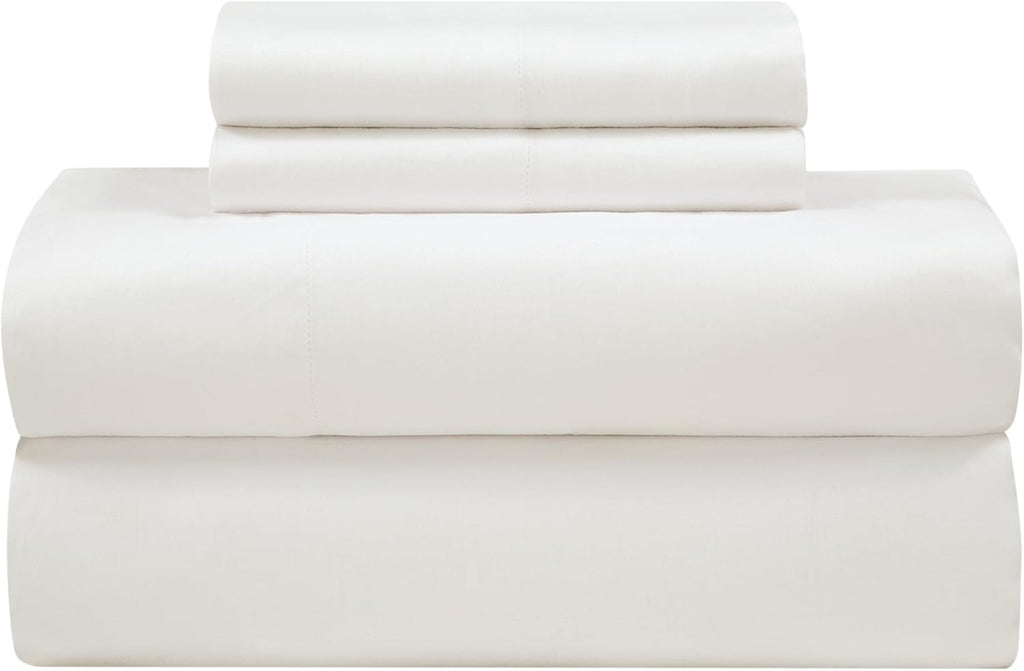 Royalelinens ROYALE LINENS 300 Thread Count Cotton Sateen Sheet Set - 4 Piece Twin XL Bed Sheets - 1 Fitted, 1 Flat & 2 Pillow Cases - Soft…