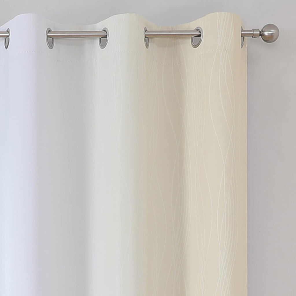 Estelartextiler Estelar Textiler Beige and Greyish White Blackout Curtains for Living Room, Thermal Insulated Ombre Grommet Curtains & Drap…