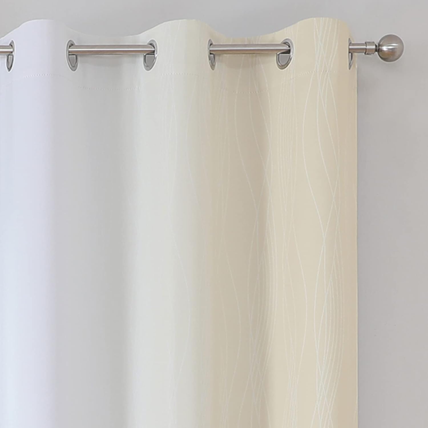 Estelartextiler Estelar Textiler Beige and Greyish White Blackout Curtains for Living Room, Thermal Insulated Ombre Grommet Curtains & Drap…