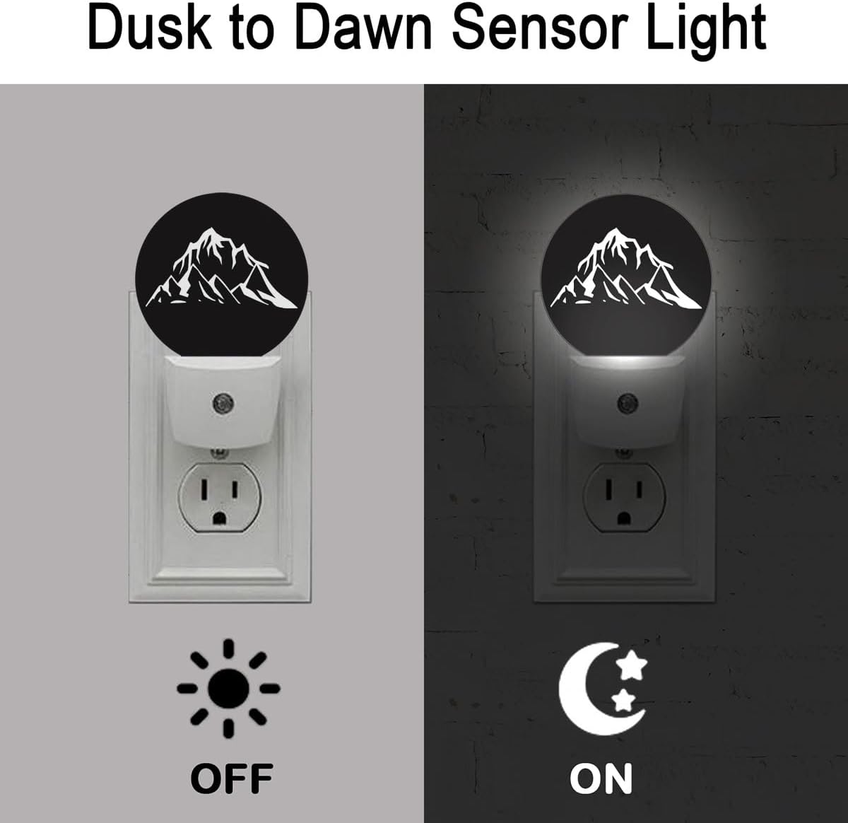 Black White Mountain Night Light Auto Sensor Led Dusk to Dawn Lamp Home Decor for Men Women