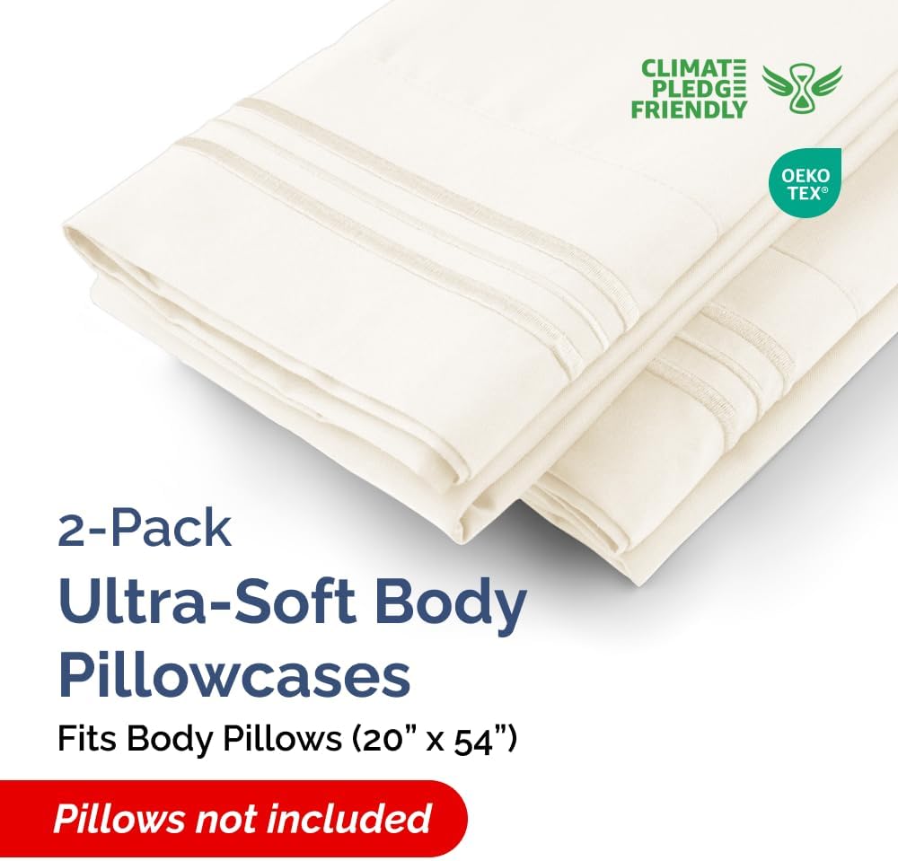 Body Pillowcases Set of 2-20x54 Long Body Pillow Case - Soft Body Pillow Cover for Sleeping & Side Sleepers - Comfy, Breathable & Wrinkle…