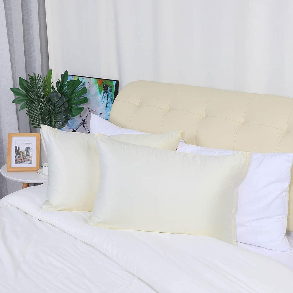 uxcell Standard Satin Pillowcase with Zipper, Super Soft and Luxury, Silky Pillow Cases Covers Set of 2, 21"x27", Pearl White