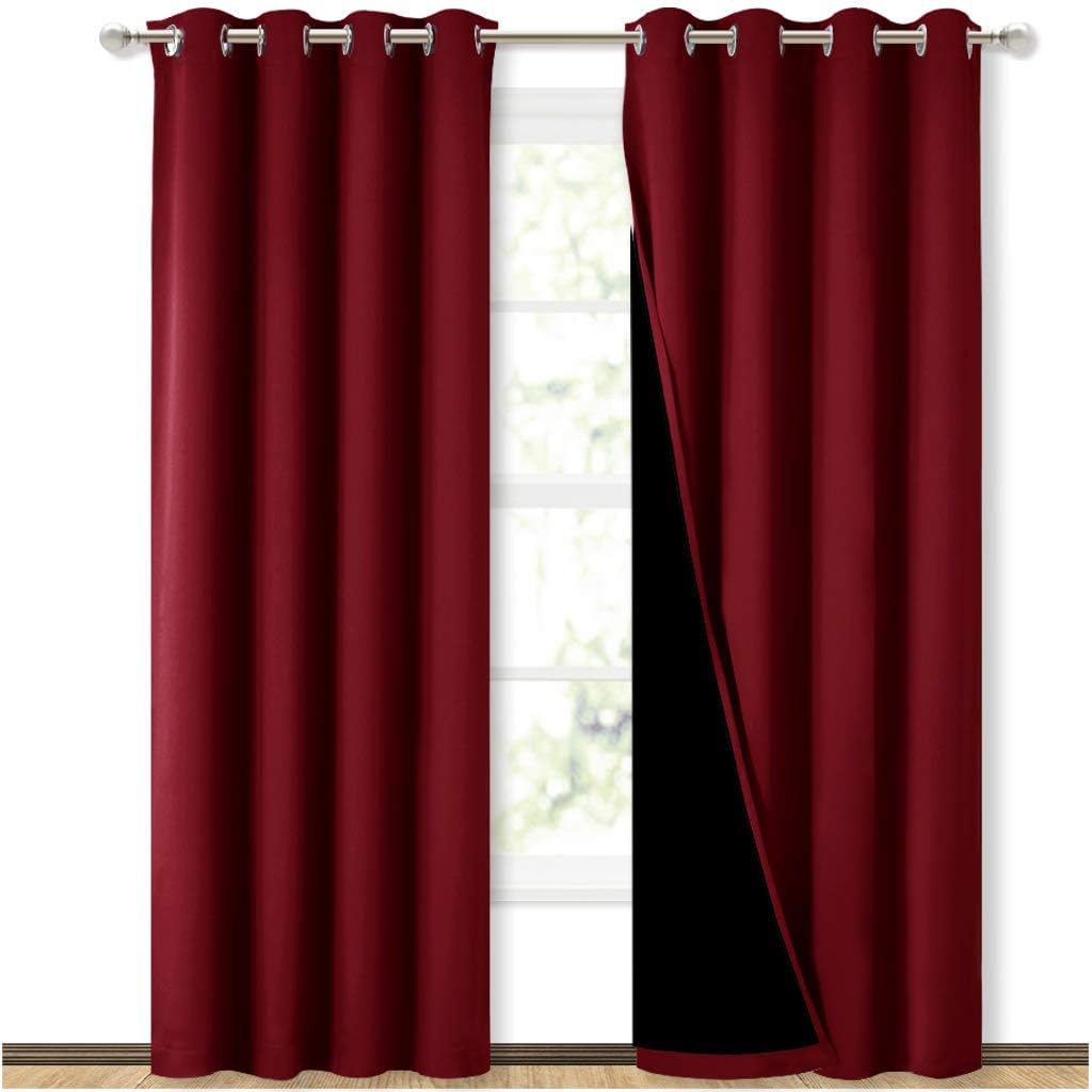 Nicetown 100% Blackout Cold Blocking Curtains with Black Liner Backing, Thermal Insulated Curtains for Living Room, Noise Reducing Drapes,…