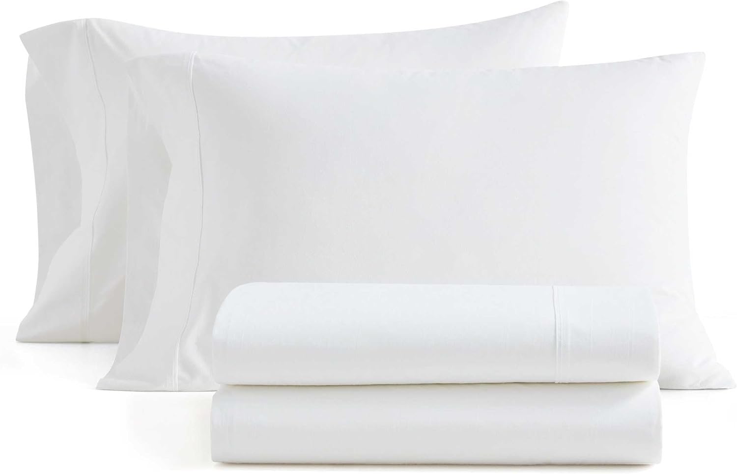 MarthaStewart Martha Stewart - King Size Sheets Set, Crisp & Tailored Cooling Sheets w/a Naturally Smooth Cotton Percale Lightweight Feel -…