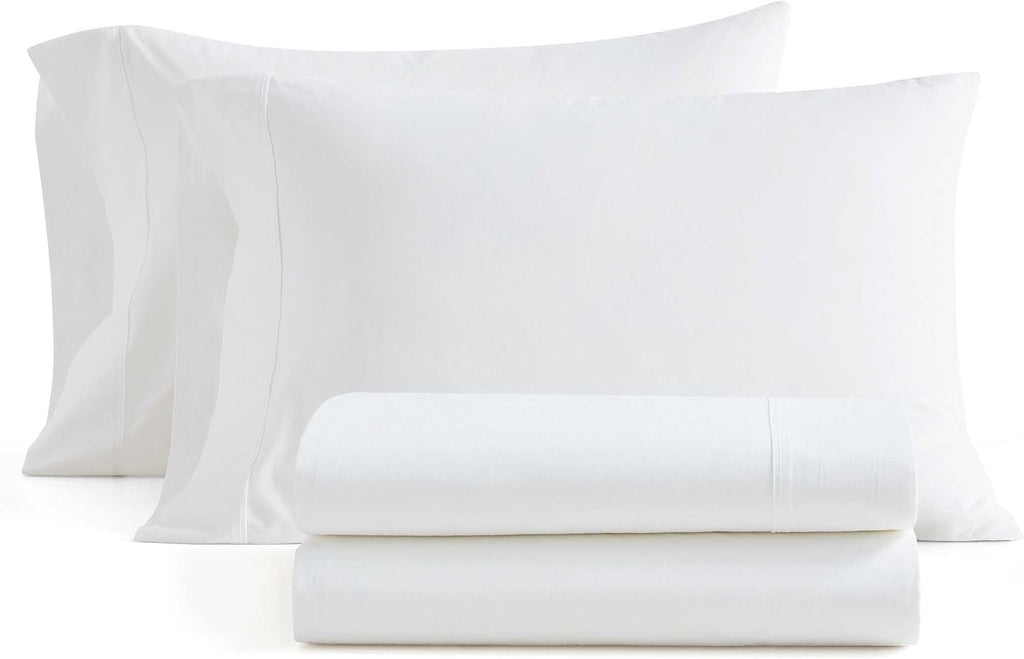 MarthaStewart Martha Stewart - Twin Size Sheets Set, Crisp & Tailored Cooling Sheets w/a Naturally Smooth Cotton Percale Lightweight Feel -…