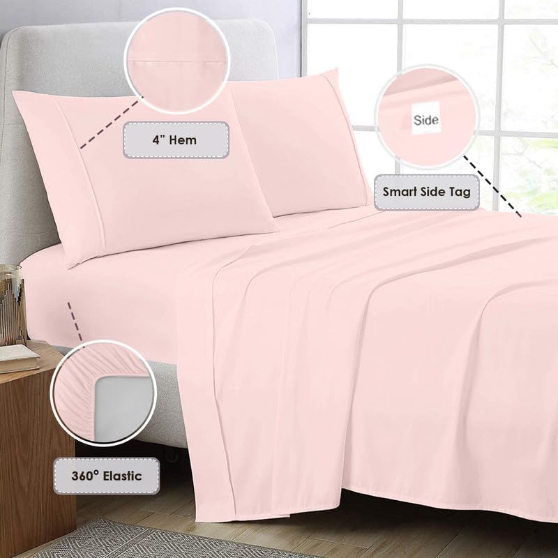 Pizuna Twin Sheet Set 100% Luxury Cotton 800 Thread Count Soft Sateen Weave Breathable Hotel Quality Cooling Bed Sheets Twin Size Bedding S…