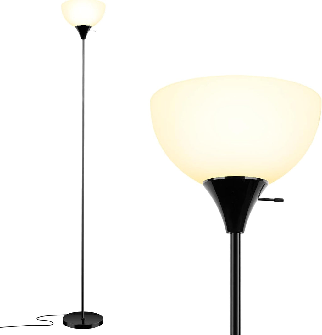 Lalisu Floor Lamp, Standing Lamps with White Plastic Shade, Led Floor Lamp Rotary Switch Floor Lamps Modern Industrial Lamp, Tall Lamps for…