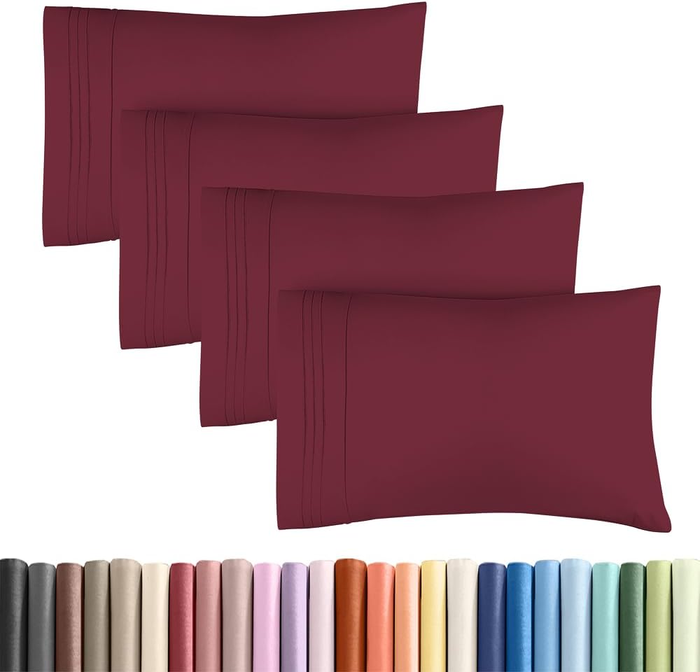 Standard Pillow Cases Set of 4 - Ultra Soft Hotel Quality Pillowcase Covers - Comfy Bedding for Women, Men, Kids & Teens - Machine…