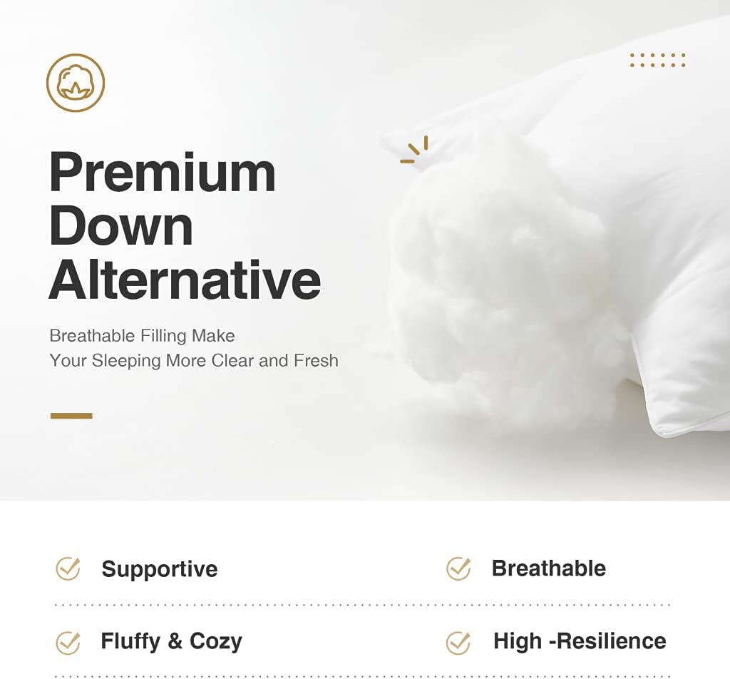 Acanva Bed Pillows for Sleeping, Cooling Hotel Quality with Premium Soft 3D Down Alternative Fill for Back, Stomach or Side Sleepers…