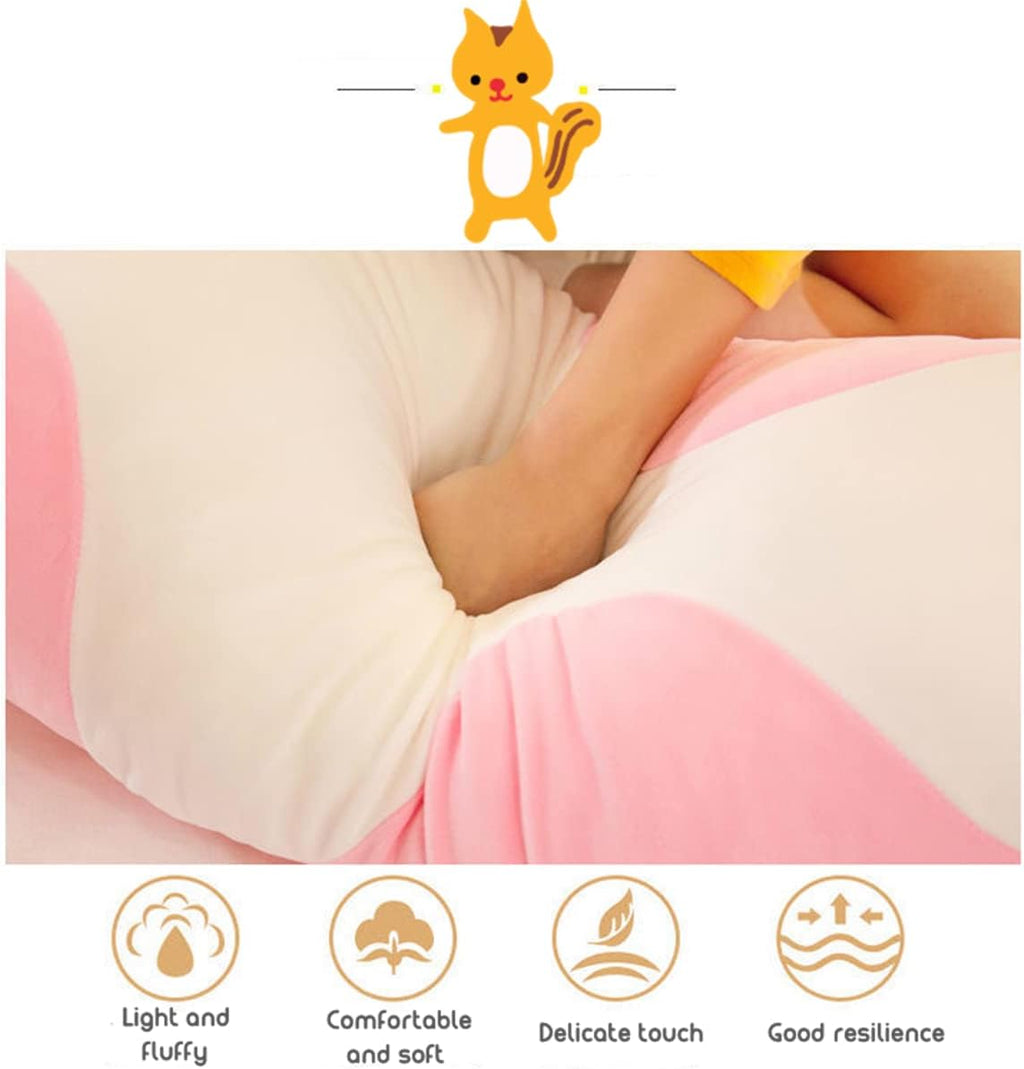 Rexinc Long Pink Cat Plush Pillow Toy Sleeping Pillow Cute Cartoon Cat Stuffed Animals Soft Long Body Pillow Gift for Kids(35.43in)