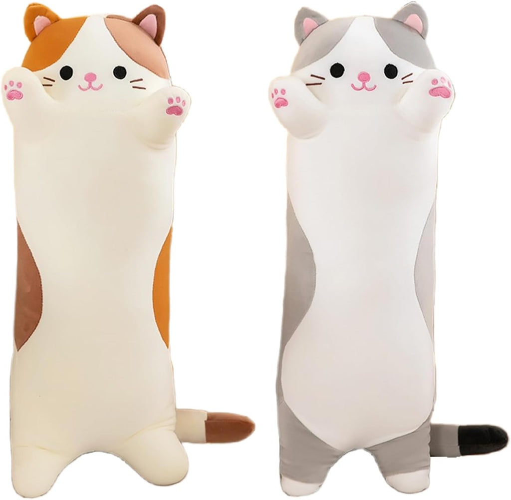 Cat Plush Stuffed Animals Cute Long Cat Body Pillow Plushies Soft Huggable Kitty Pillows for Girls Kids Adults Cat Lovers (New Beige…