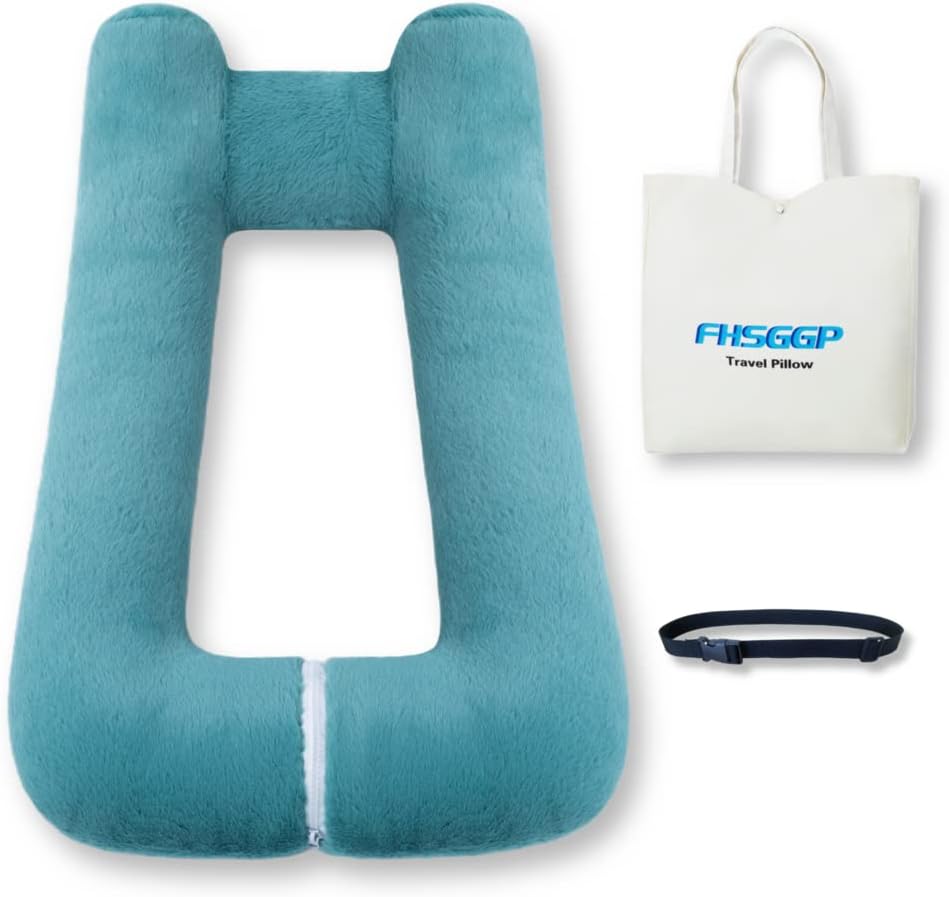 FHSGGP Travel Pillow Upgraded Version of Aircraft Travel Neck Pillow with Storage Bag, Sleep Pillows for Travel by Train, Car, or Plane…